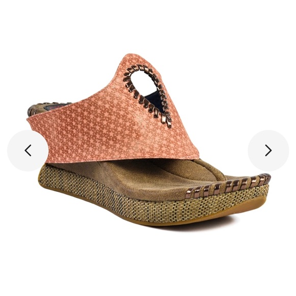 Modzori Lucia wedge reversible sandals in Navy/orange pattern. Never worn. - Picture 5 of 6